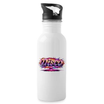 Disco Lettering Neon 80s Style - Water bottle with straw - white - Right