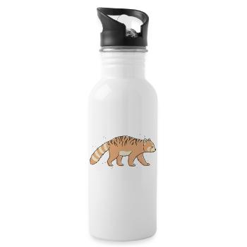 Red Tiger Striped Panda - Water bottle with straw - white - Right