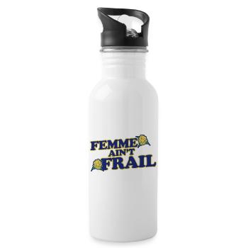 Femme Ain't Frail - Water bottle with straw - white - Right