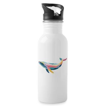 whale, marine animal - Water bottle with straw - white - Right