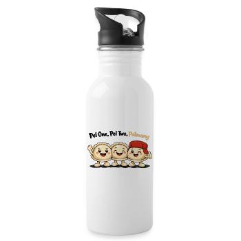 Pel One, Pel Two, Pelmany – Pelmeni Friends - Water bottle with straw - white - Right
