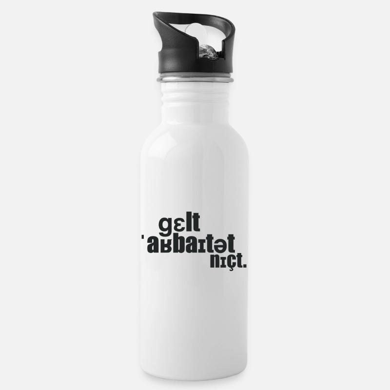 Money doesn't work. - Water bottle with straw - white