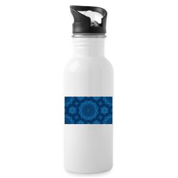 Blue Ocean Mandala Muster – Abstraktes Wasser-Kaleid - Trinkflasche mit integriertem Trinkhalm - Weiß - Rechts