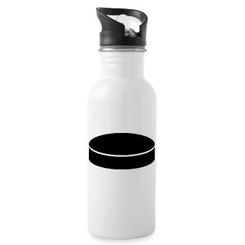 Eishockey-Puck - Trinkflasche mit integriertem Trinkhalm - Weiß - Rechts