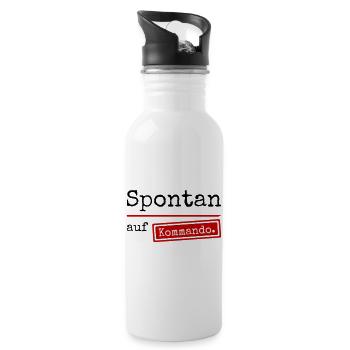 Spontan auf Kommando_weiss - Trinkflasche mit integriertem Trinkhalm - Weiß - Rechts