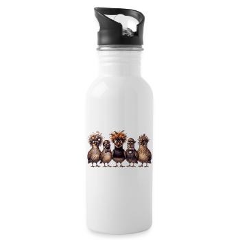 Cool Quail Gang | Funny poultry with glasses - Water bottle with straw - white - Right