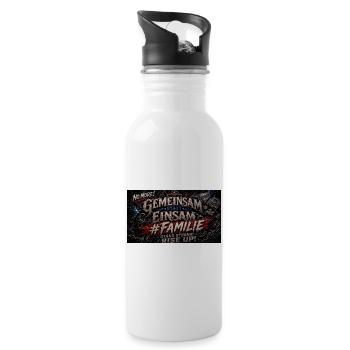 Gemeinsam statt Einsam #Familie - Trinkflasche mit integriertem Trinkhalm - Weiß - Rechts