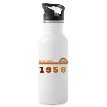 70 Year Old Black Gold Tee Born 1956 - Water bottle with straw - white - Right