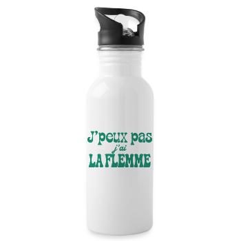 J'peux pas j'ai la flemme - Gourde avec paille intégrée - blanc - Droite