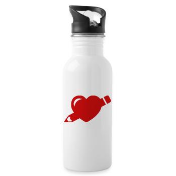 Design Love - Gourde avec paille intégrée - blanc - Droite