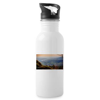 Paysage montagneux panoramique du soir - Gourde avec paille intégrée - blanc - Droite