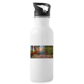Lumière du soleil dans la forêt d’automne - Gourde avec paille intégrée - blanc - Droite