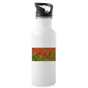 Roter Mohn Florale Pracht - Trinkflasche mit integriertem Trinkhalm - Weiß - Rechts