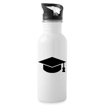 Abschlussmütze - Trinkflasche mit integriertem Trinkhalm - Weiß - Rechts