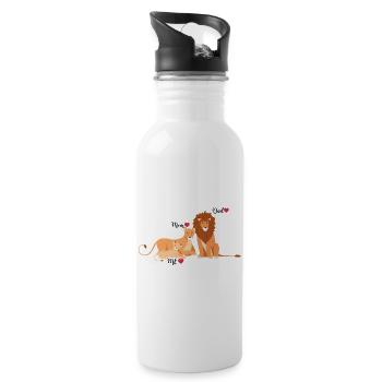Lion family - Water bottle with straw - white - Right