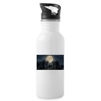 Howling to the Moon Meme Animal Dog Monkey Pinscher - Water bottle with straw - white - Right