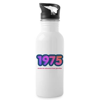 1975 Année rétro naissance d'une guerrière - Gourde avec paille intégrée - blanc - Droite