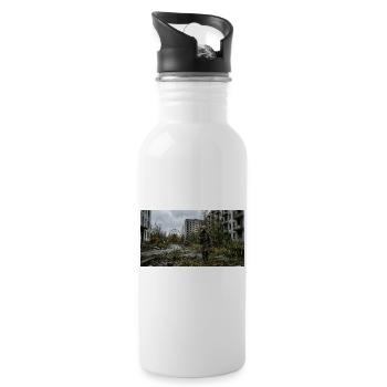 Soldat des ruines avec masque à gaz - Gourde avec paille intégrée - blanc - Droite