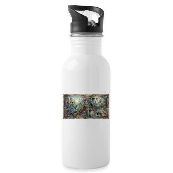 Zukunftsharmonie und Vielfalt - Trinkflasche mit integriertem Trinkhalm - Weiß - Rechts