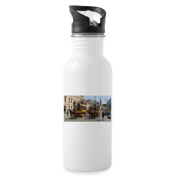 Historische Pferdeomnibusse in Berlin Spandau - Trinkflasche mit integriertem Trinkhalm - Weiß - Rechts