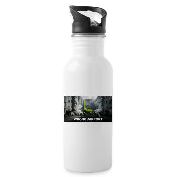 Wrong Airport - Funny Aviation Meme - Water bottle with straw - white - Right