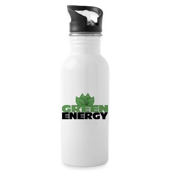 Green Energy - Sustainable Future - Water bottle with straw - white - Right