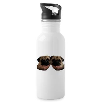 Hold my Pug - Water bottle with straw - white - Right