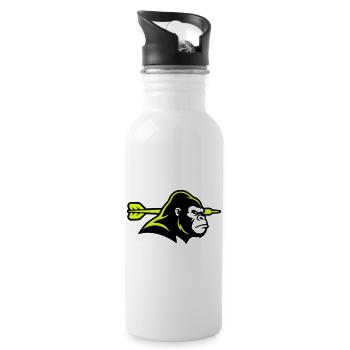Gorilla Dart Pfeil Maskottchen - Trinkflasche mit integriertem Trinkhalm - Weiß - Rechts
