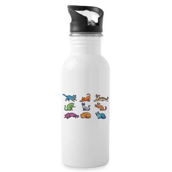 Bunte Katzen: Süße Comic Kätzchen Pop-Art - Trinkflasche mit integriertem Trinkhalm - Weiß - Rechts