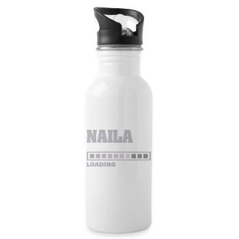 Naila als Geburt - Trinkflasche mit integriertem Trinkhalm - Weiß - Rechts