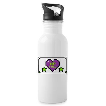 Pixel Herz Rahmen Grafik - Trinkflasche mit integriertem Trinkhalm - Weiß - Rechts