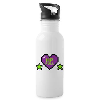 HP Full Pixel Herz Logo - Trinkflasche mit integriertem Trinkhalm - Weiß - Rechts