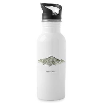 Black Forest Topographic | Vintage Line Art - Trinkflasche mit integriertem Trinkhalm - Weiß - Rechts
