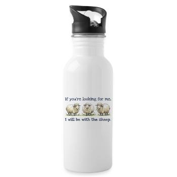 I will be with the sheep Lustiges Schaf Motiv - Trinkflasche mit integriertem Trinkhalm - Weiß - Rechts