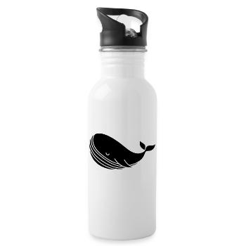 Whale silhouette minimalist sea motif - Water bottle with straw - white - Right