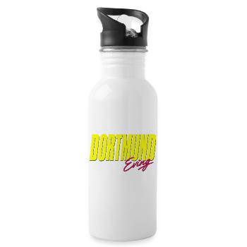 Dortmund Eving Shirt, Ruhrpott Kult Badelatschen - Trinkflasche mit integriertem Trinkhalm - Weiß - Rechts