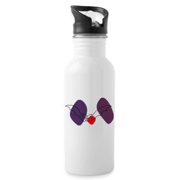 Lineart bat with color background - Water bottle with straw - white - Right