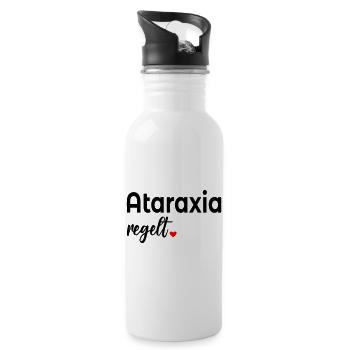 Unerschuetterlichkeit_Ataraxia_Gelassenheit - Water bottle with straw - white - Right