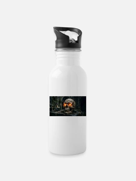 Halloween für alle  - Trinkflasche mit integriertem Trinkhalm - Weiß
