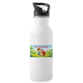 GIB EINE UMARMUNG, LADYBUG, - Trinkflasche mit integriertem Trinkhalm - Weiß - Rechts