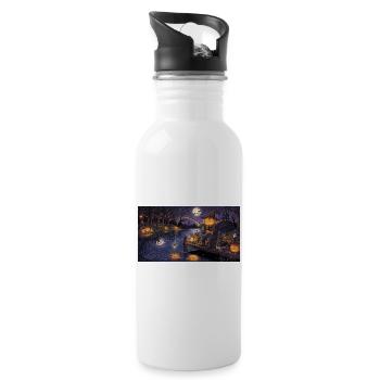 Kürbisangler am Mondsee - Trinkflasche mit integriertem Trinkhalm - Weiß - Rechts