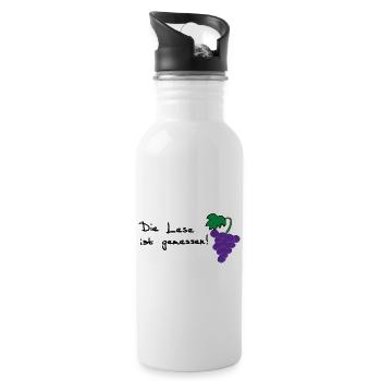 Die Lese ist gemessen! - Trinkflasche mit integriertem Trinkhalm - Weiß - Rechts