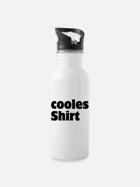 Cooles Shirt - Trinkflasche mit integriertem Trinkhalm - Weiß