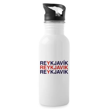 REYKJAVIK Iceland Island Flagge - Trinkflasche mit integriertem Trinkhalm - Weiß - Rechts