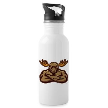 Ace Original-Elch-Maskottchen - Trinkflasche mit integriertem Trinkhalm - Weiß - Rechts