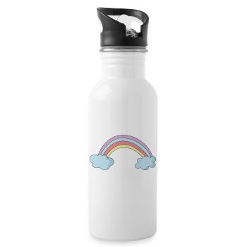 Regenbogen - Trinkflasche mit integriertem Trinkhalm - Weiß - Rechts