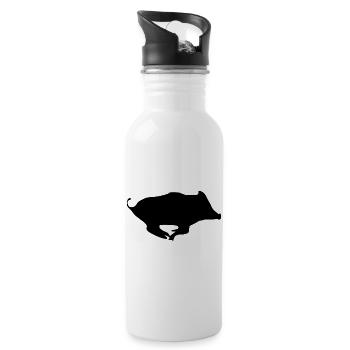 Sanglier chasse silhouette gibier chasseur animal  - Gourde avec paille intégrée - blanc - Droite