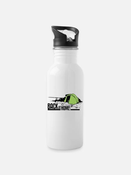 Back at home! - Trinkflasche mit integriertem Trinkhalm - Weiß