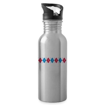 Norwegermuster Rauten Karos Weihnachten Christmas - Trinkflasche mit integriertem Trinkhalm - Lightsilver - Rechts