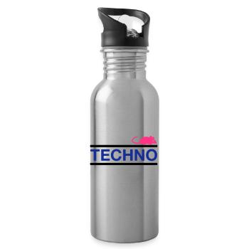 ★ Designfarben änderbar ★ Technomaus (Maus) - Trinkflasche mit integriertem Trinkhalm - Lightsilver - Rechts